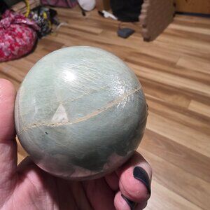 Green Moonstone Sphere 602 g, 3 in